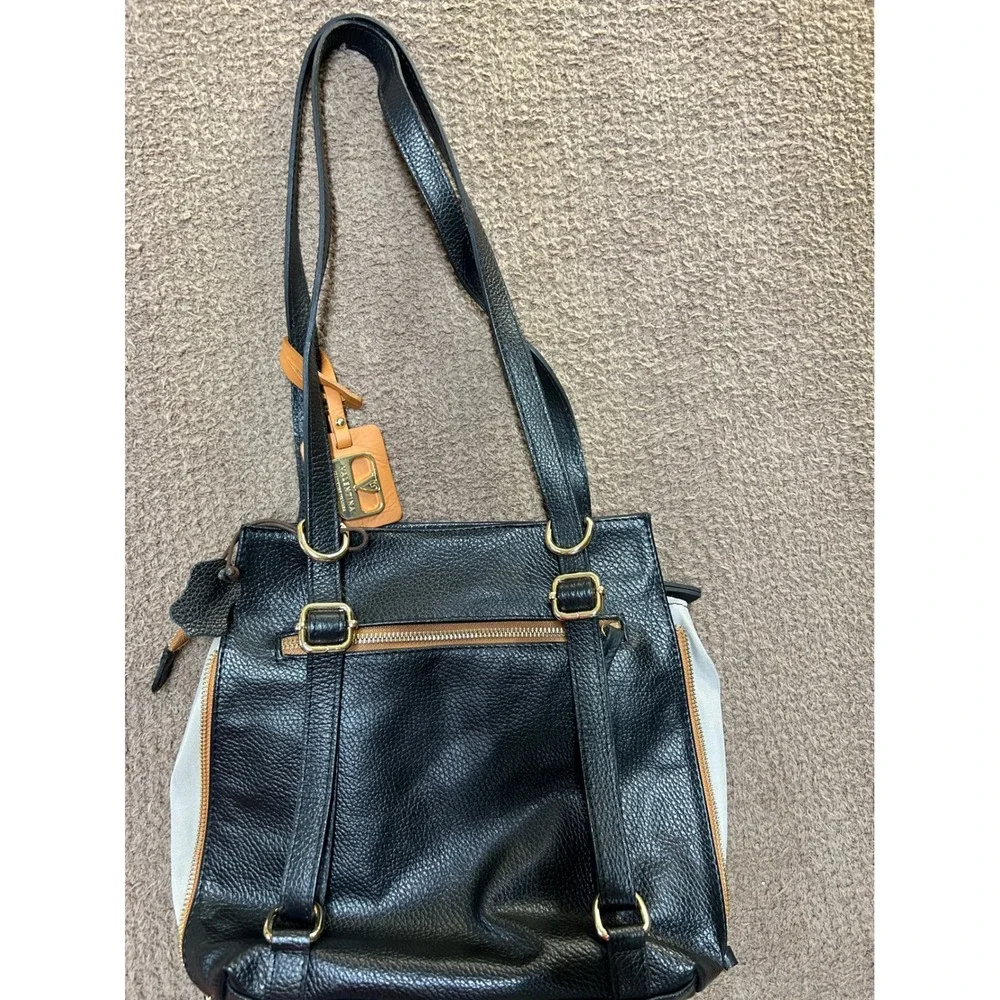 Valentina Italian Black Leather Convertible Backpack Shoulder Bag Gold Hardware